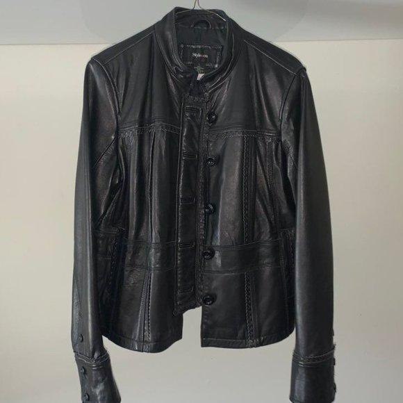 NEW NWOT Style & Co Frilly Leather Jacket Scalloped - Picture 3 of 5